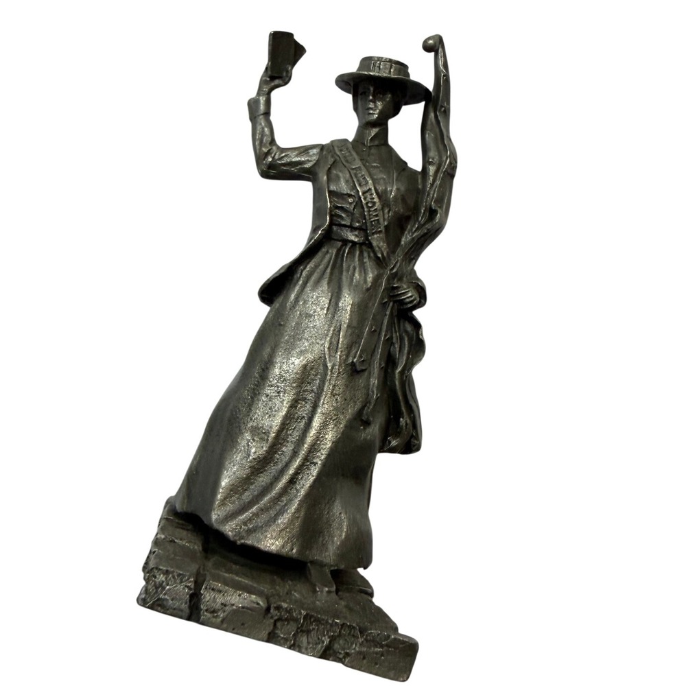 Vintage Pewter Suffragette Figurine Votes For Women Miniature